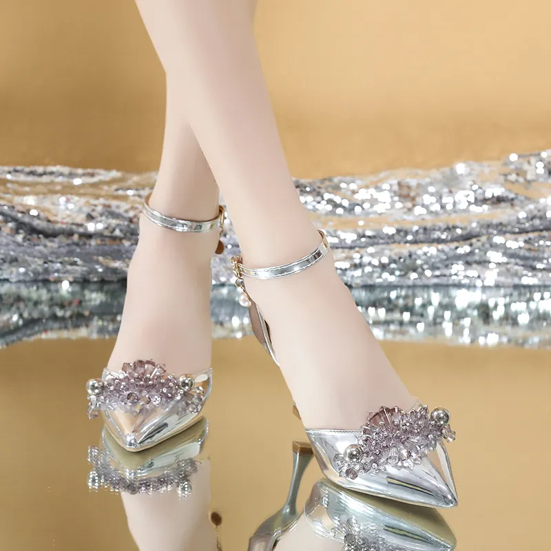 Alxnan High Heels Women's Silver/Champagne-8