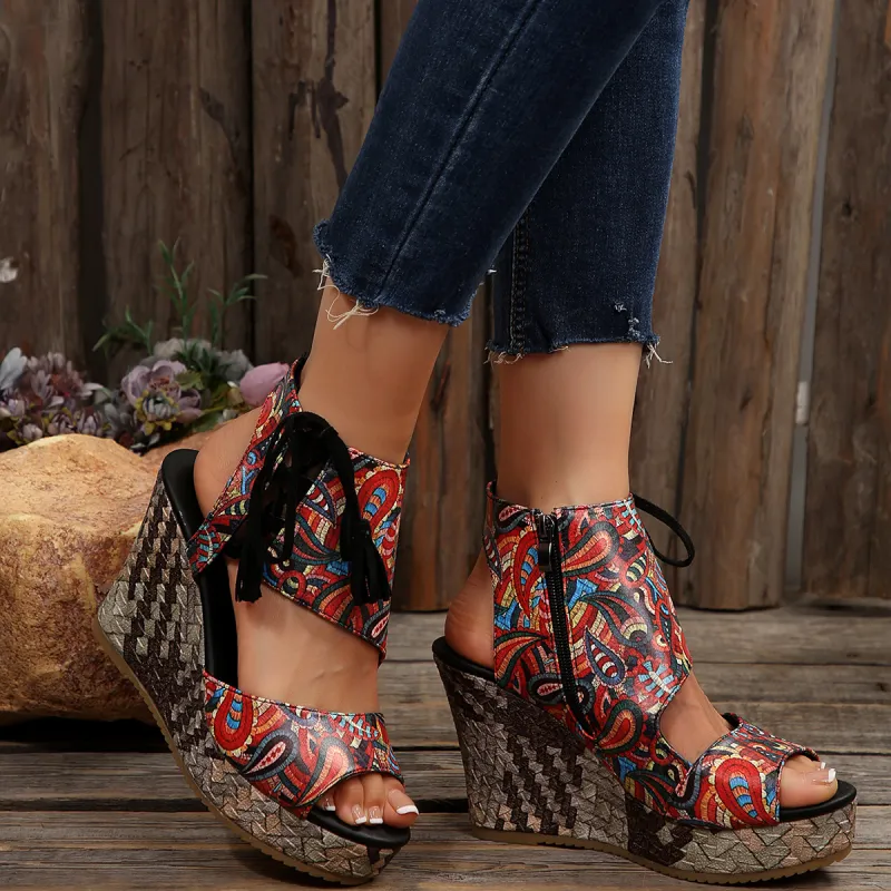 Alxnan One Strap Sandals Women's Red-5