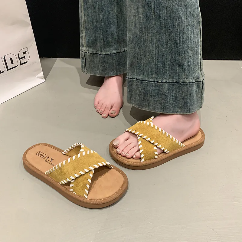 Alxnan Rubber Sole Slip Resistant Slide Slippers Women's Box-18