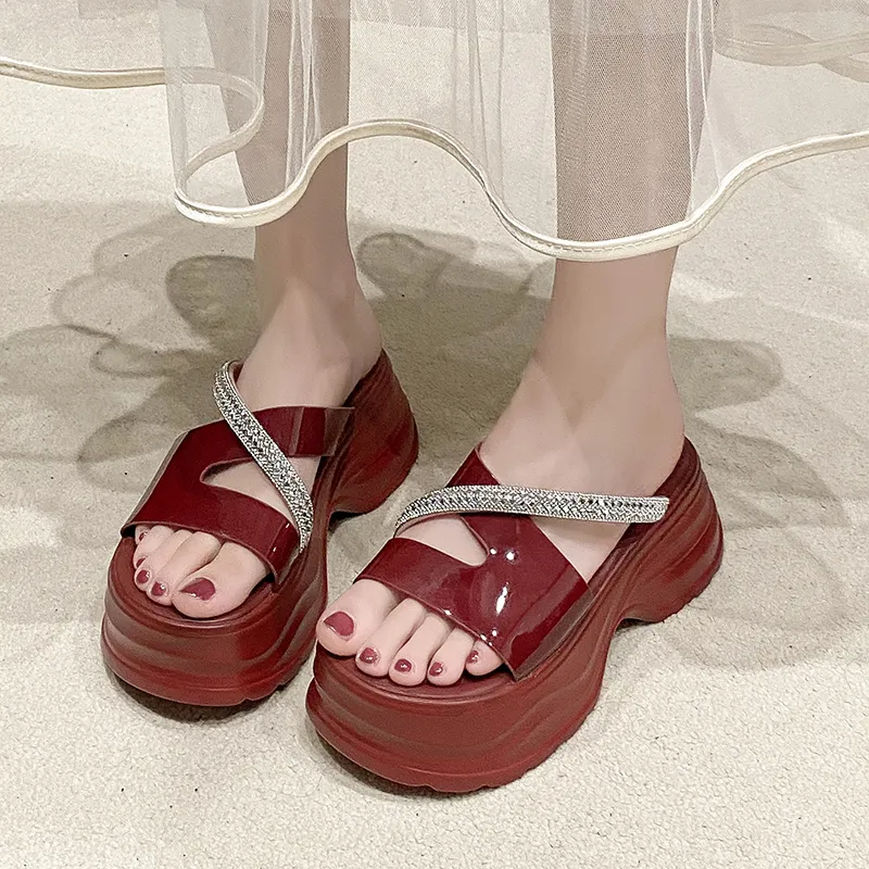 Alxnan Rhinestone Slip Resistant Slide Slippers Women's-8
