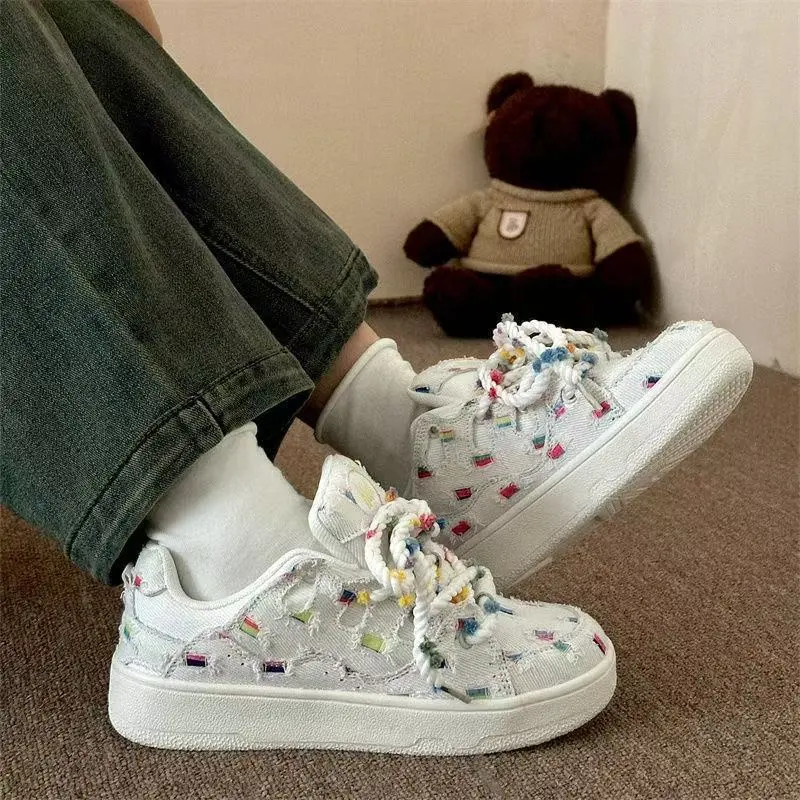Alxnan Low Top Skateboard Shoes Women's Rainbow-4