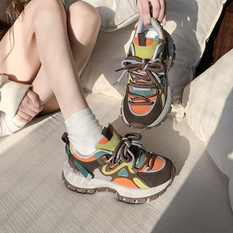 Alxnan Slip Resistant Low Top Chunky Sneakers Women's Box-10