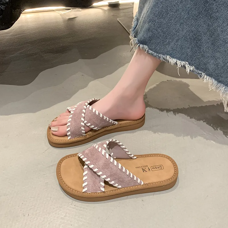 Alxnan Rubber Sole Slip Resistant Slide Slippers Women's Box-23