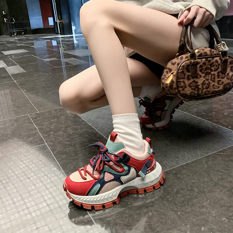 Alxnan Slip Resistant Low Top Chunky Sneakers Women's Box-6
