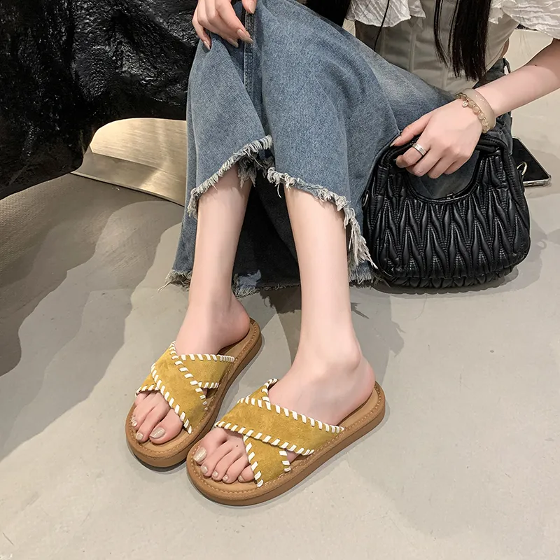 Alxnan Rubber Sole Slip Resistant Slide Slippers Women's Box-19