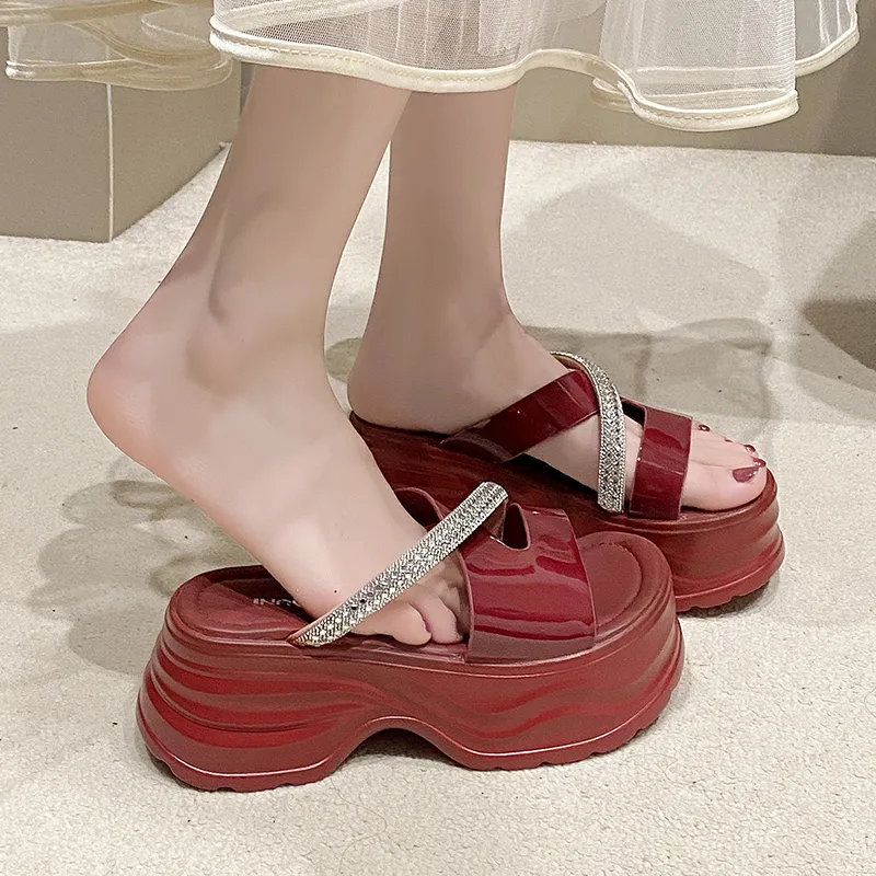 Alxnan Rhinestone Slip Resistant Slide Slippers Women's-9