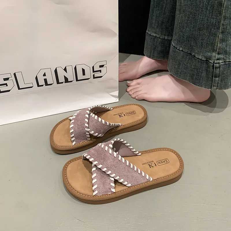 Alxnan Rubber Sole Slip Resistant Slide Slippers Women's Box-21