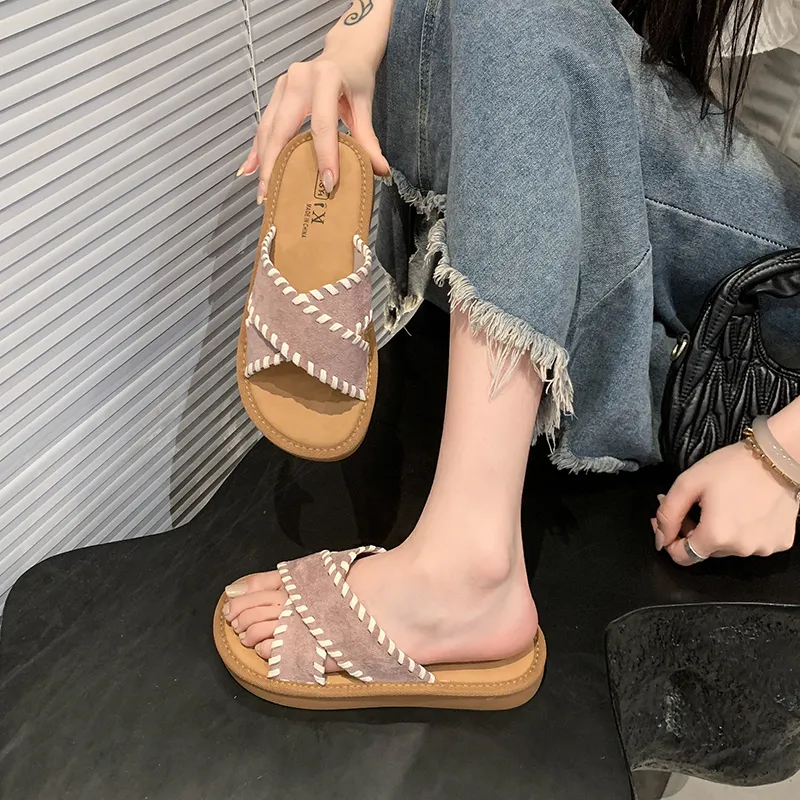 Alxnan Rubber Sole Slip Resistant Slide Slippers Women's Box-9
