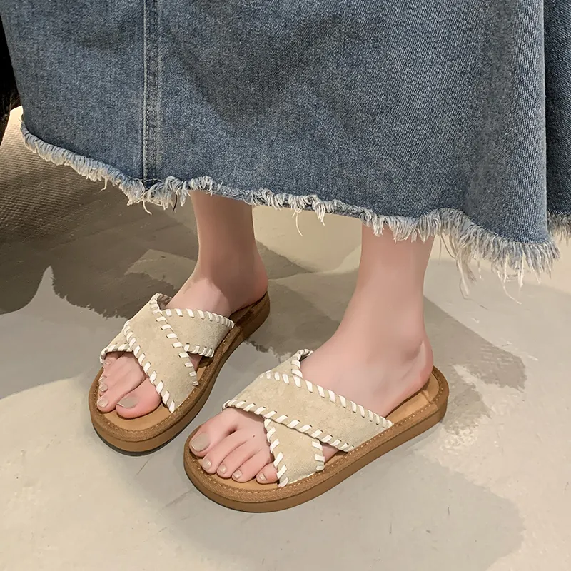 Alxnan Rubber Sole Slip Resistant Slide Slippers Women's Box-28