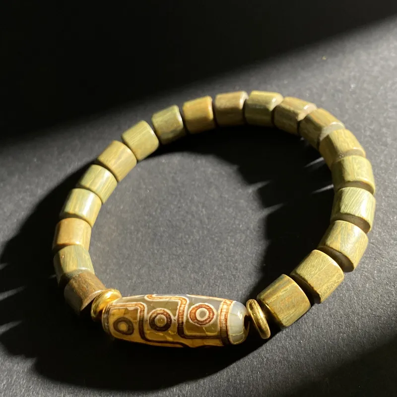 ZHOUDIWANG Green Sandalwood Wooden Bracelets Unisex-3