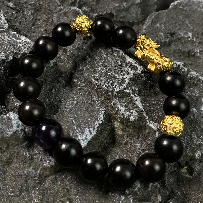ZHOUDIWANG Ebony Wooden Bracelets Unisex-4