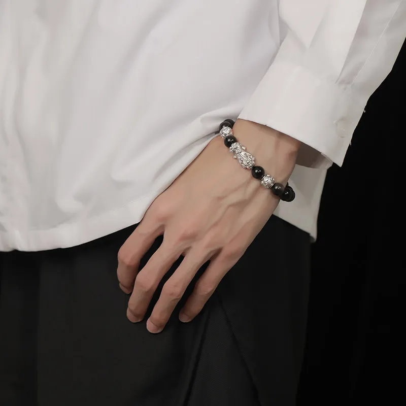 Treasure Love Obsidian Bracelets Men's-4