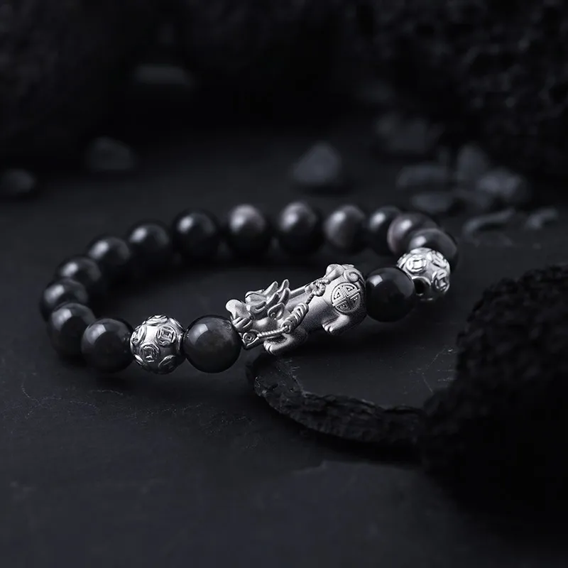 Treasure Love Obsidian Bracelets Men's-3