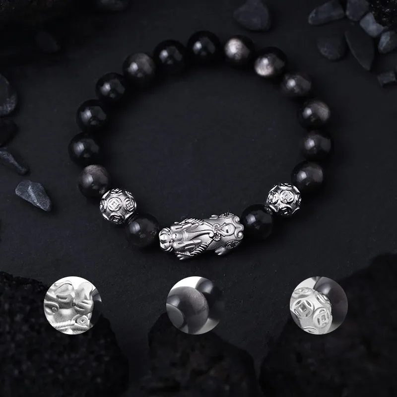Treasure Love Obsidian Bracelets Men's-2