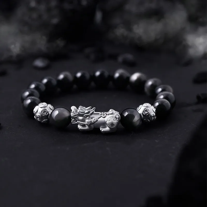 Treasure Love Obsidian Bracelets Men's-1
