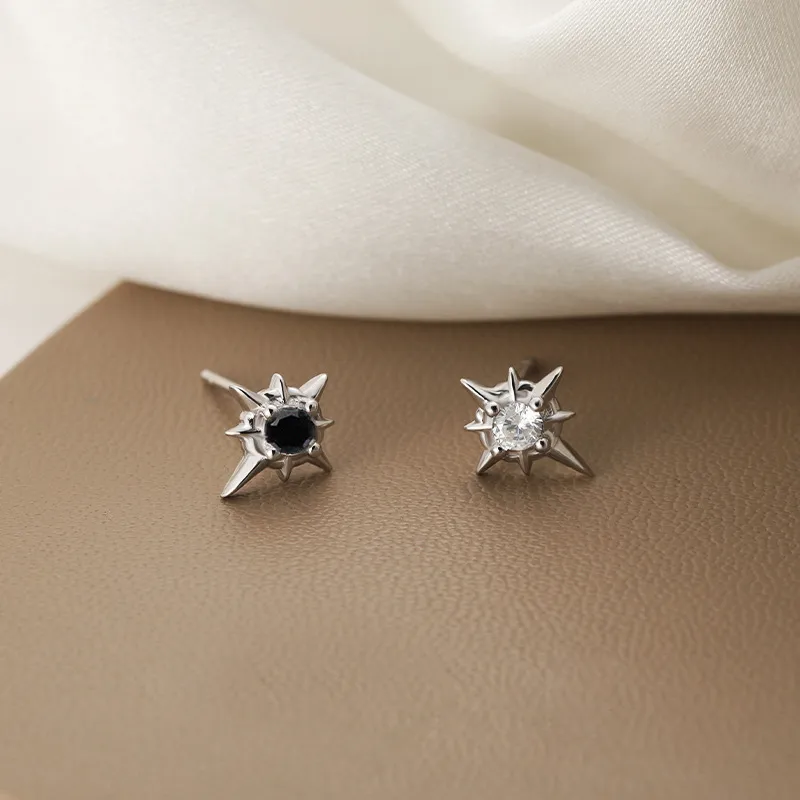 WINGSTOP Zircon Stud Earrings Unisex-5