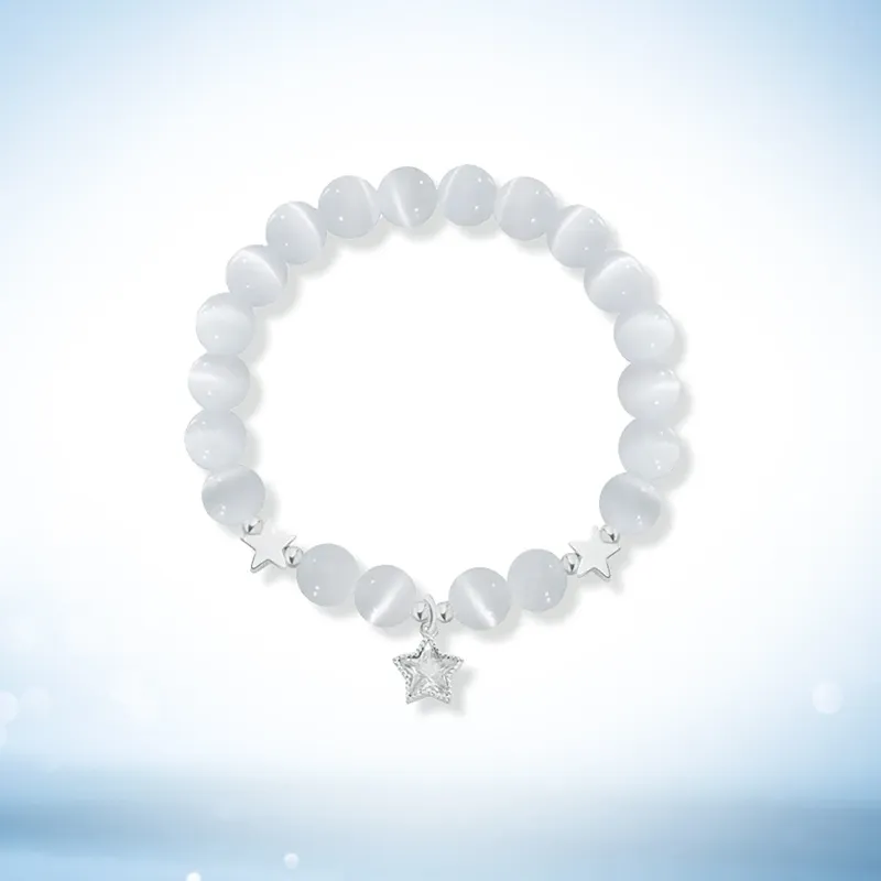 WINGSTOP Glass Cat Eye Jade Bracelets Unisex-2