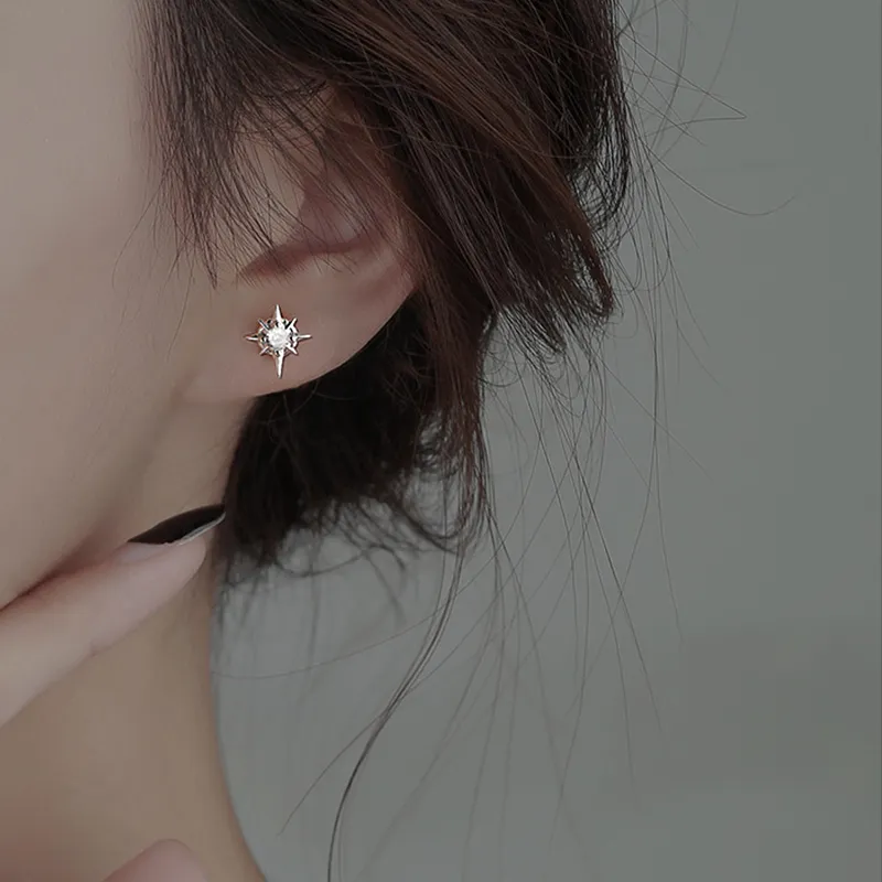 WINGSTOP Zircon Stud Earrings Unisex-1