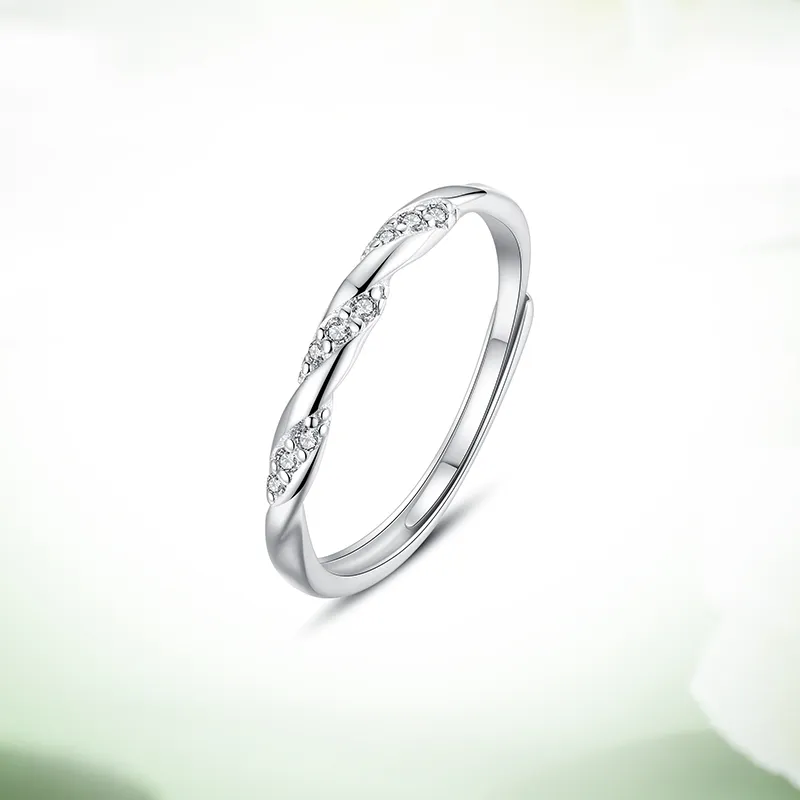 WINGSTOP Zircon Rings Unisex Silver-5