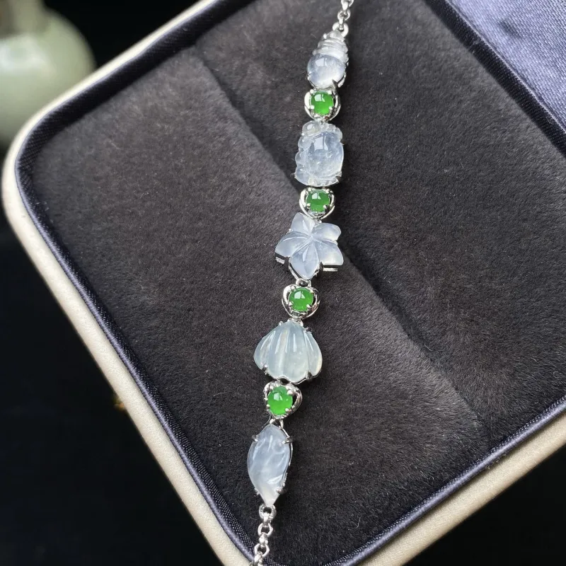 Qihua Ice Type Jadeite Bracelets Women's-3