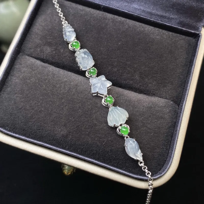 Qihua Ice Type Jadeite Bracelets Women's-2