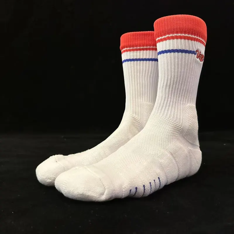 UZPO Basketball Socks Unisex 3 Pack Red Blue Stripes-2