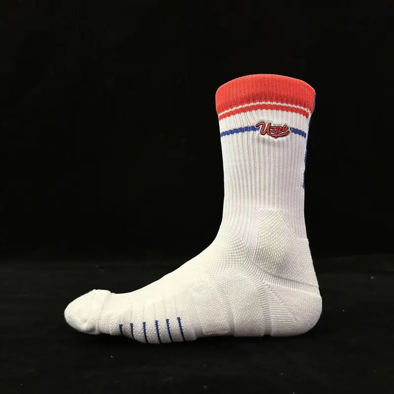 UZPO Basketball Socks Unisex 3 Pack Red Blue Stripes-4