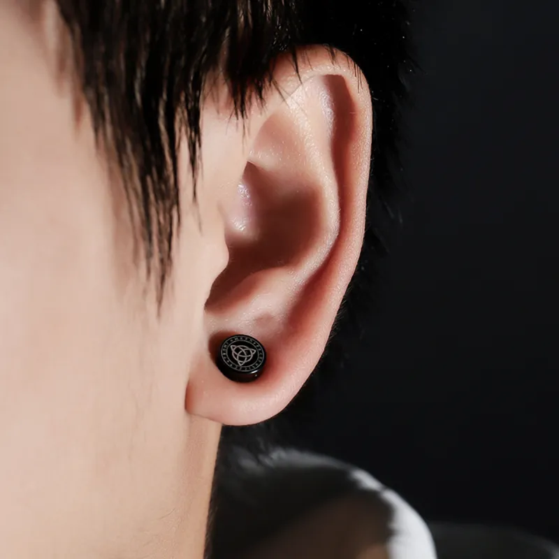 May10th Titanium Steel Clip On Earrings Men's-1