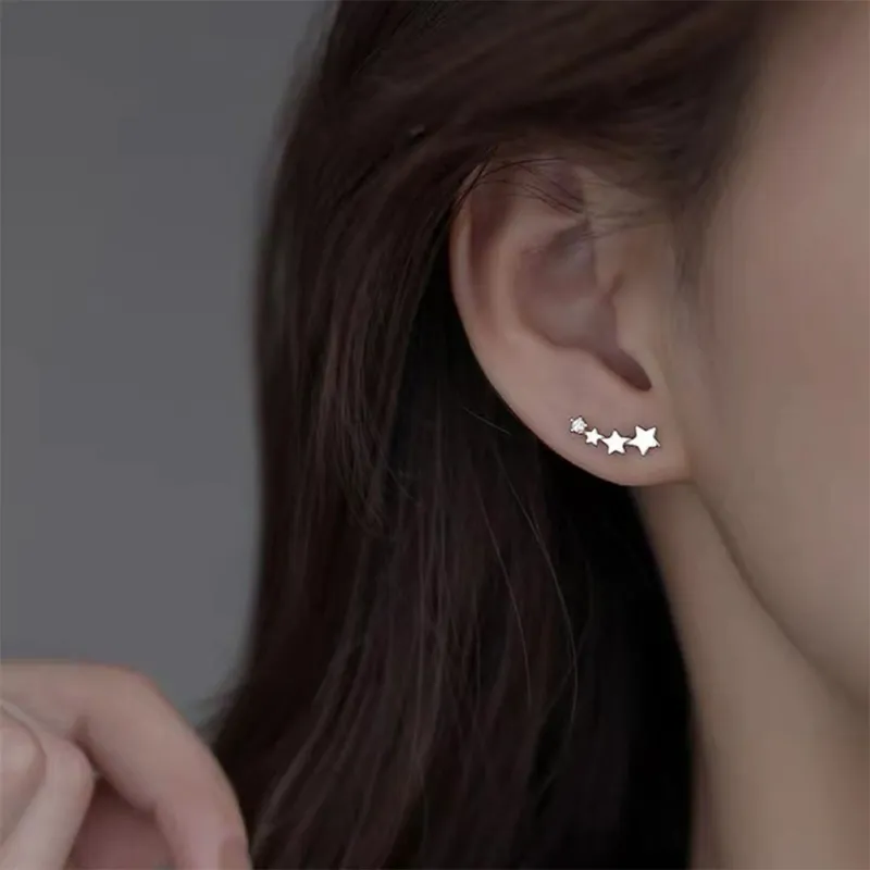 Mr. Shang S925 Silver With Zircon Stud Earrings Unisex-6