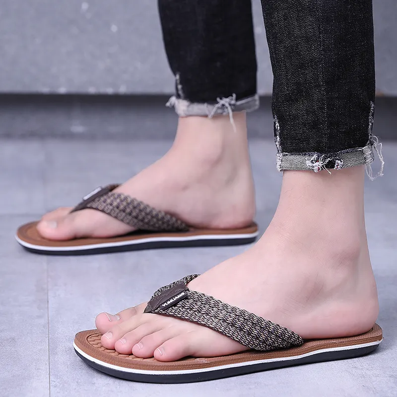NANJIREN Cut Out Quiet Odor Resistant Abrasion Resistant Slip Resistant Quick Dry Antibacterial Flip Flops Men's-23