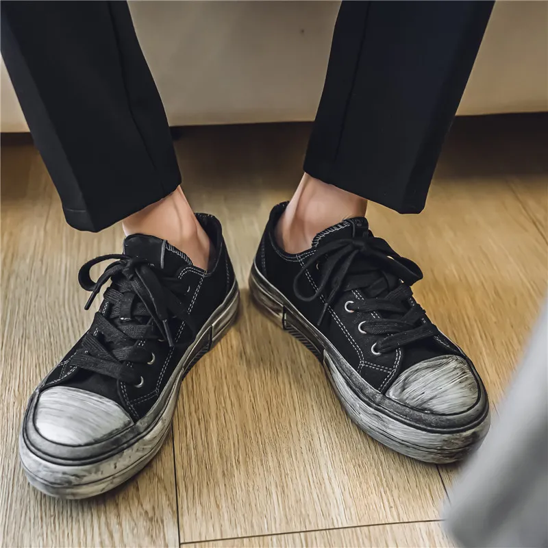 NANJIREN Anti Slip And Wear Resistant Height Increasing Low Top Canvas Shoes Men's-5