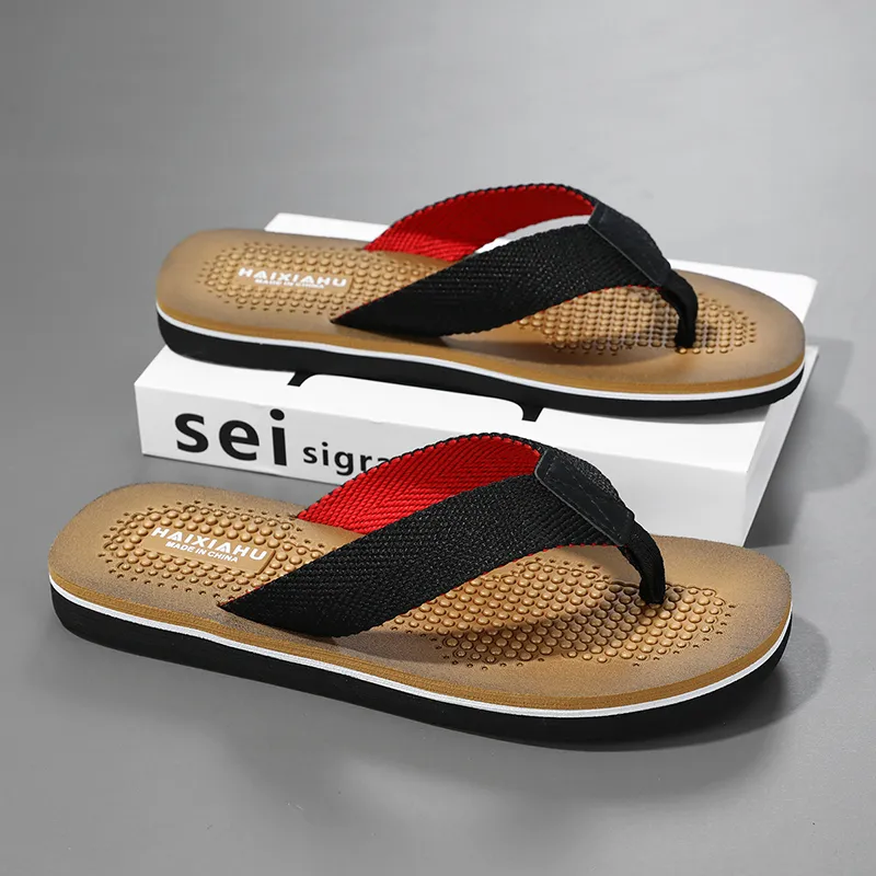 NANJIREN Woven Quiet Odor Resistant Abrasion Resistant Slip Resistant Antibacterial Massage Flip Flops Men's-3