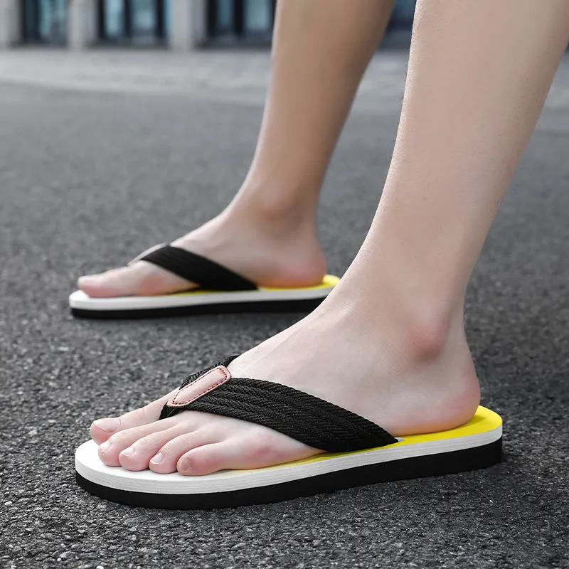 NANJIREN Woven Quiet Odor Resistant Abrasion Resistant Slip Resistant Flip Flops Men's-15