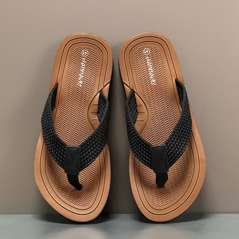 NANJIREN Woven Quiet Odor Resistant Abrasion Resistant Slip Resistant Antibacterial Flip Flops Men's-3
