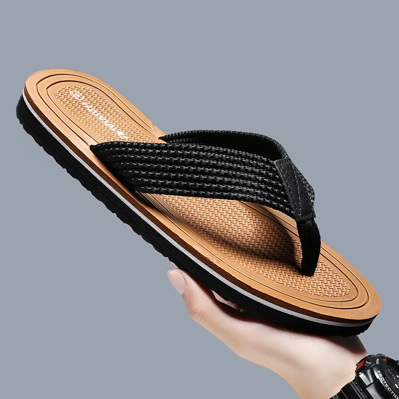 NANJIREN Woven Quiet Odor Resistant Abrasion Resistant Slip Resistant Antibacterial Flip Flops Men's-1
