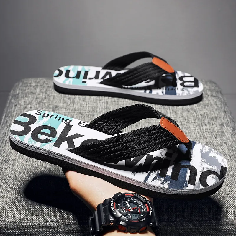 NANJIREN Woven Quiet Odor Resistant Abrasion Resistant Slip Resistant Antibacterial Flip Flops Men's-3