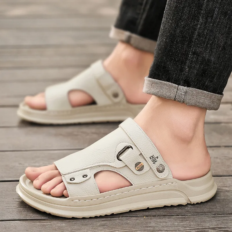 NANJIREN Beach Sandals Men Black/Beige-8