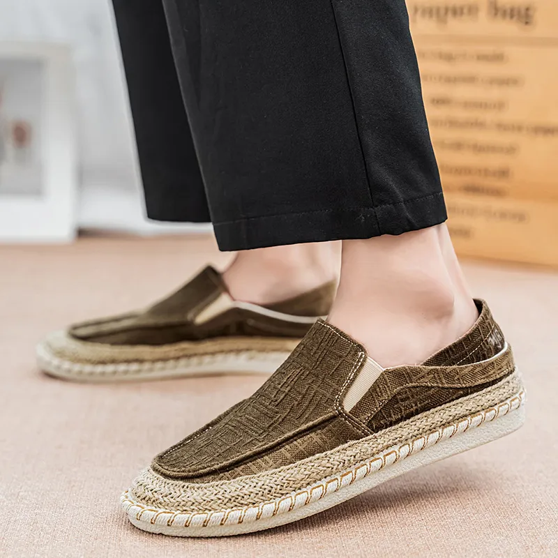 NANJIREN Espadrilles Men Black/White/Brown-12