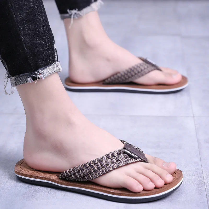NANJIREN Cut Out Quiet Odor Resistant Abrasion Resistant Slip Resistant Quick Dry Antibacterial Flip Flops Men's-26