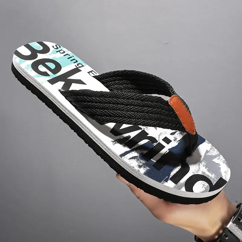 NANJIREN Woven Quiet Odor Resistant Abrasion Resistant Slip Resistant Antibacterial Flip Flops Men's-1