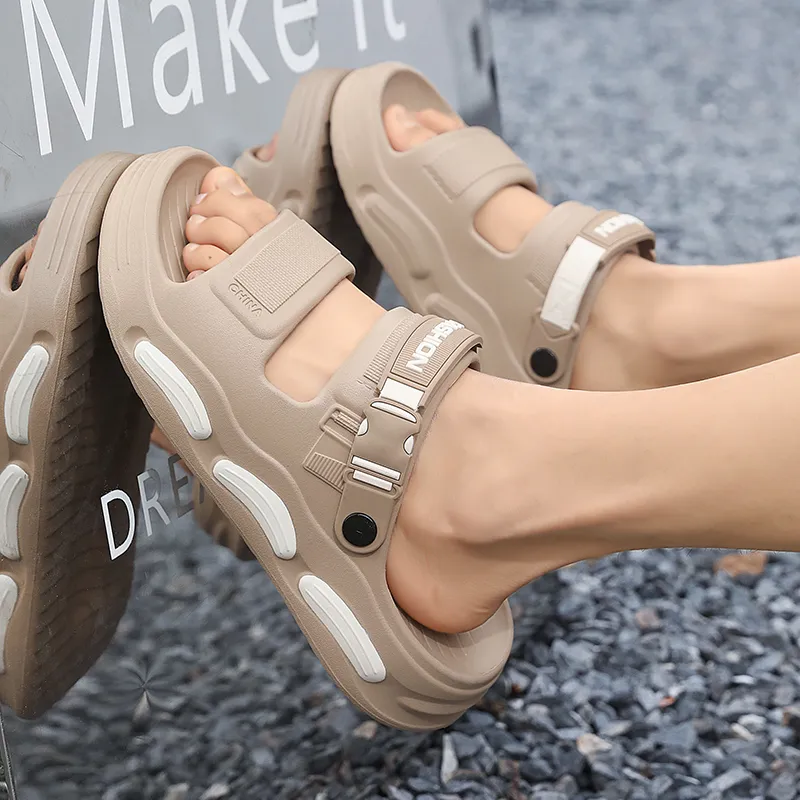 NANJIREN Beach Sandals Men Orange/Gray/Beige-12