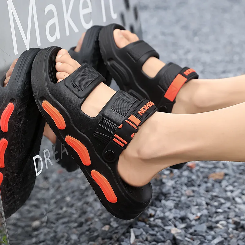 NANJIREN Beach Sandals Men Orange/Gray/Beige-22