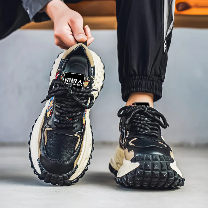 NANJIREN Abrasion Resistant, Breathable, Lightweight, Height Increasing Low Top Chunky Sneakers Men's-1