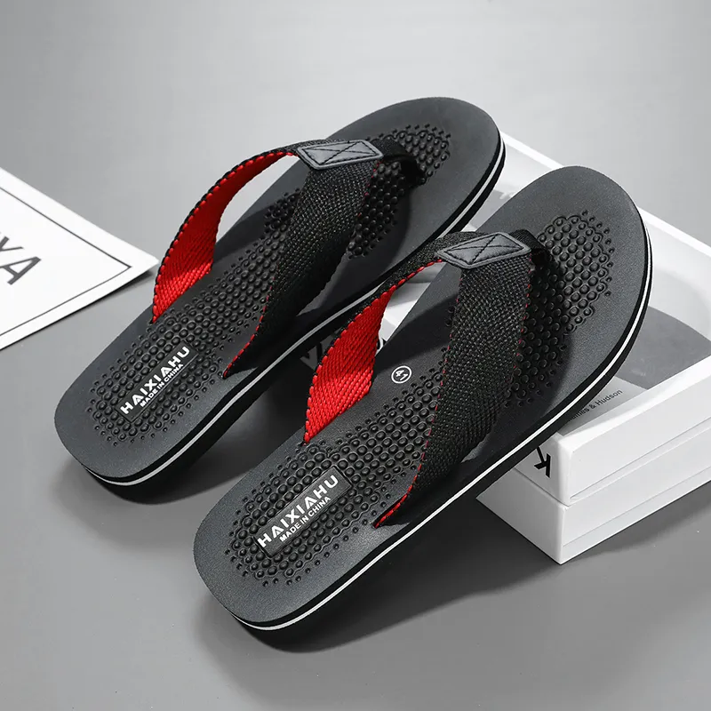 NANJIREN Woven Quiet Odor Resistant Abrasion Resistant Slip Resistant Antibacterial Massage Flip Flops Men's-8