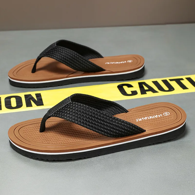 NANJIREN Woven Quiet Odor Resistant Abrasion Resistant Slip Resistant Antibacterial Flip Flops Men's-2