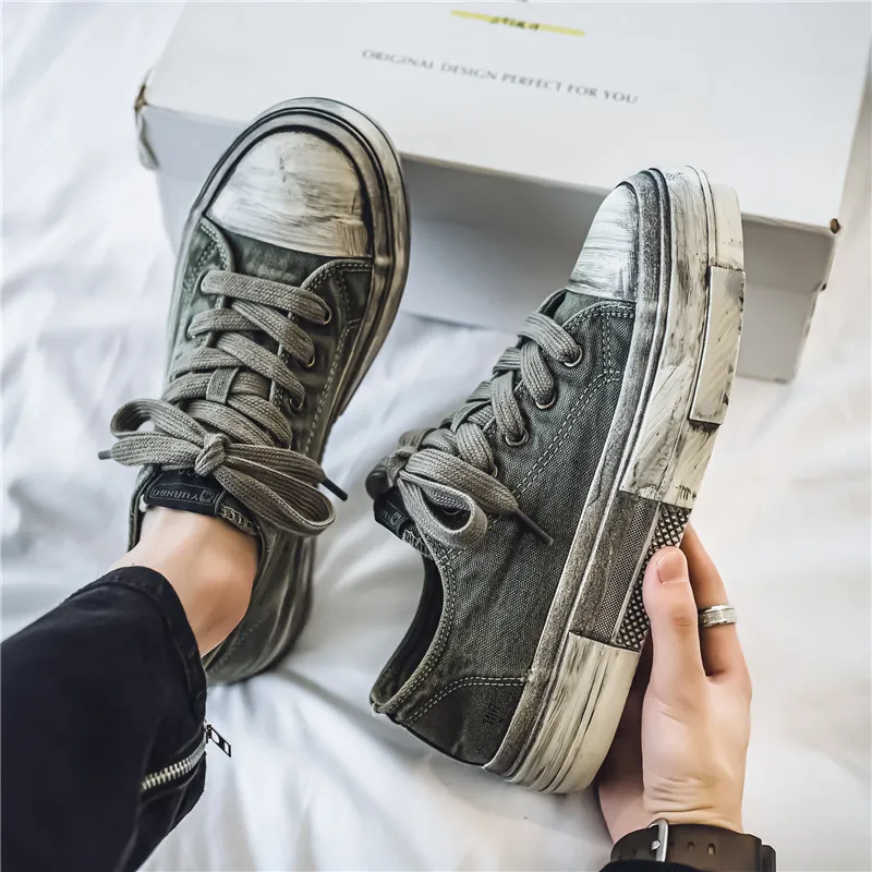 NANJIREN Anti Slip And Wear Resistant Height Increasing Low Top Canvas Shoes Men's-7