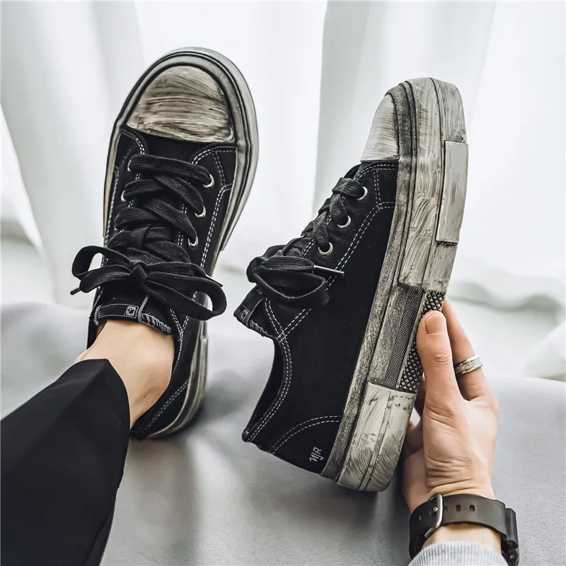 NANJIREN Anti Slip And Wear Resistant Height Increasing Low Top Canvas Shoes Men's-4