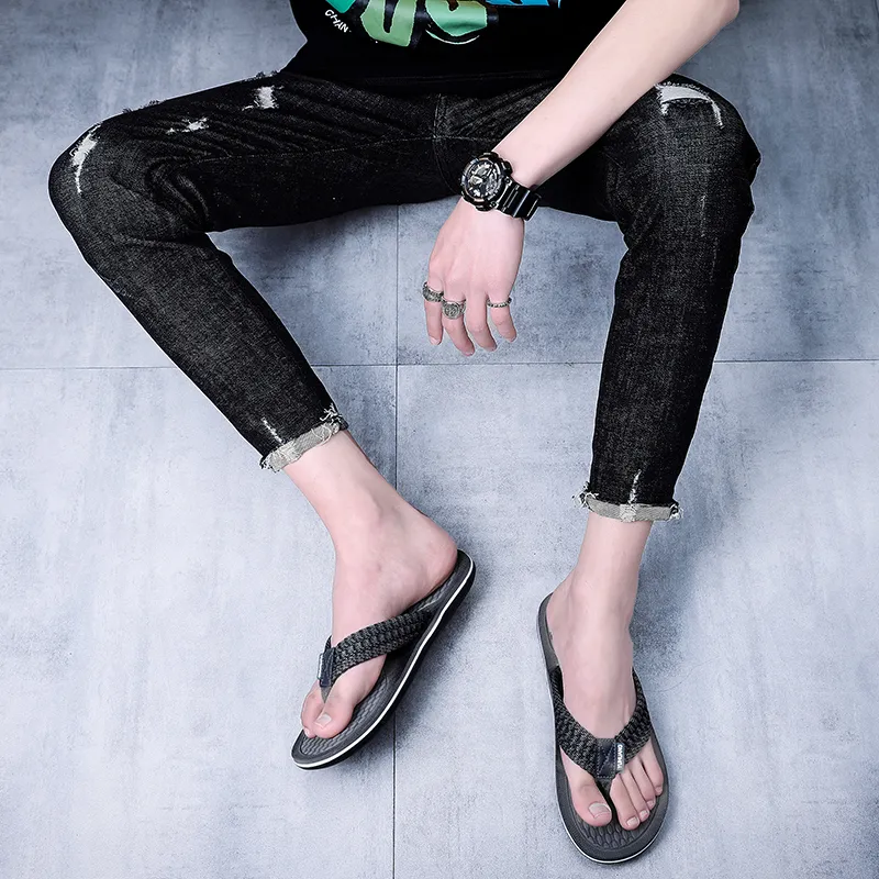 NANJIREN Cut Out Quiet Odor Resistant Abrasion Resistant Slip Resistant Quick Dry Antibacterial Flip Flops Men's-6