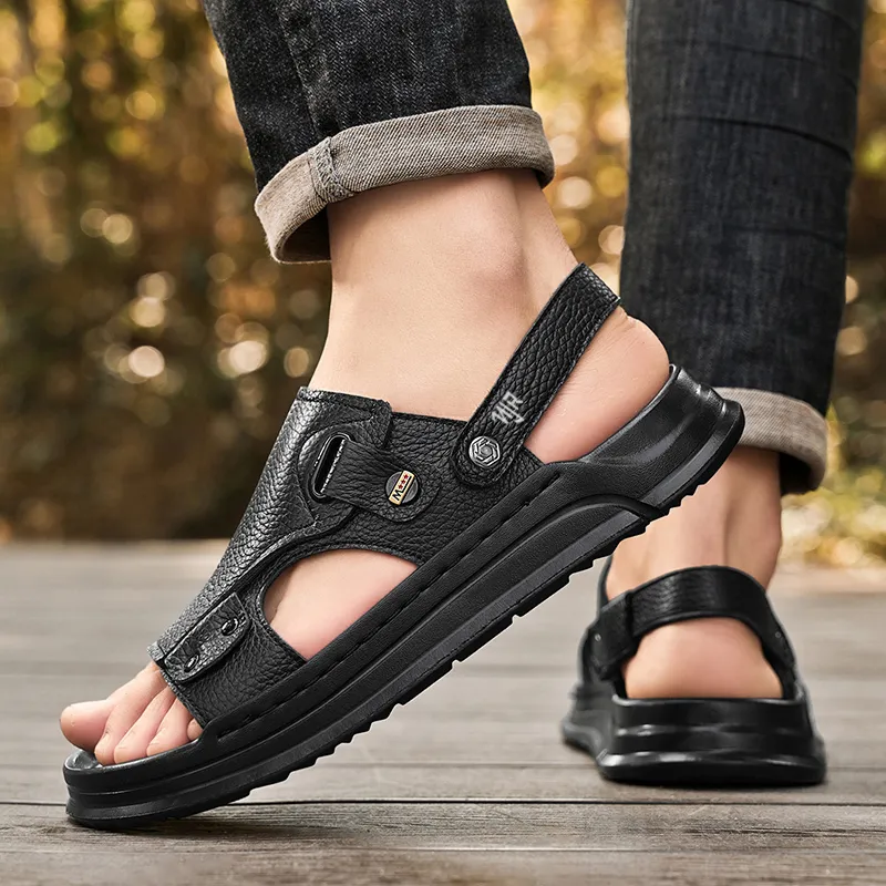 NANJIREN Beach Sandals Men Black/Beige-3