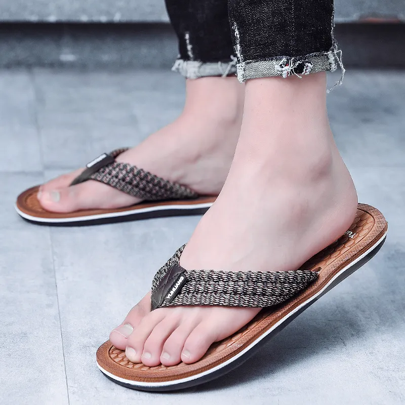 NANJIREN Cut Out Quiet Odor Resistant Abrasion Resistant Slip Resistant Quick Dry Antibacterial Flip Flops Men's-24